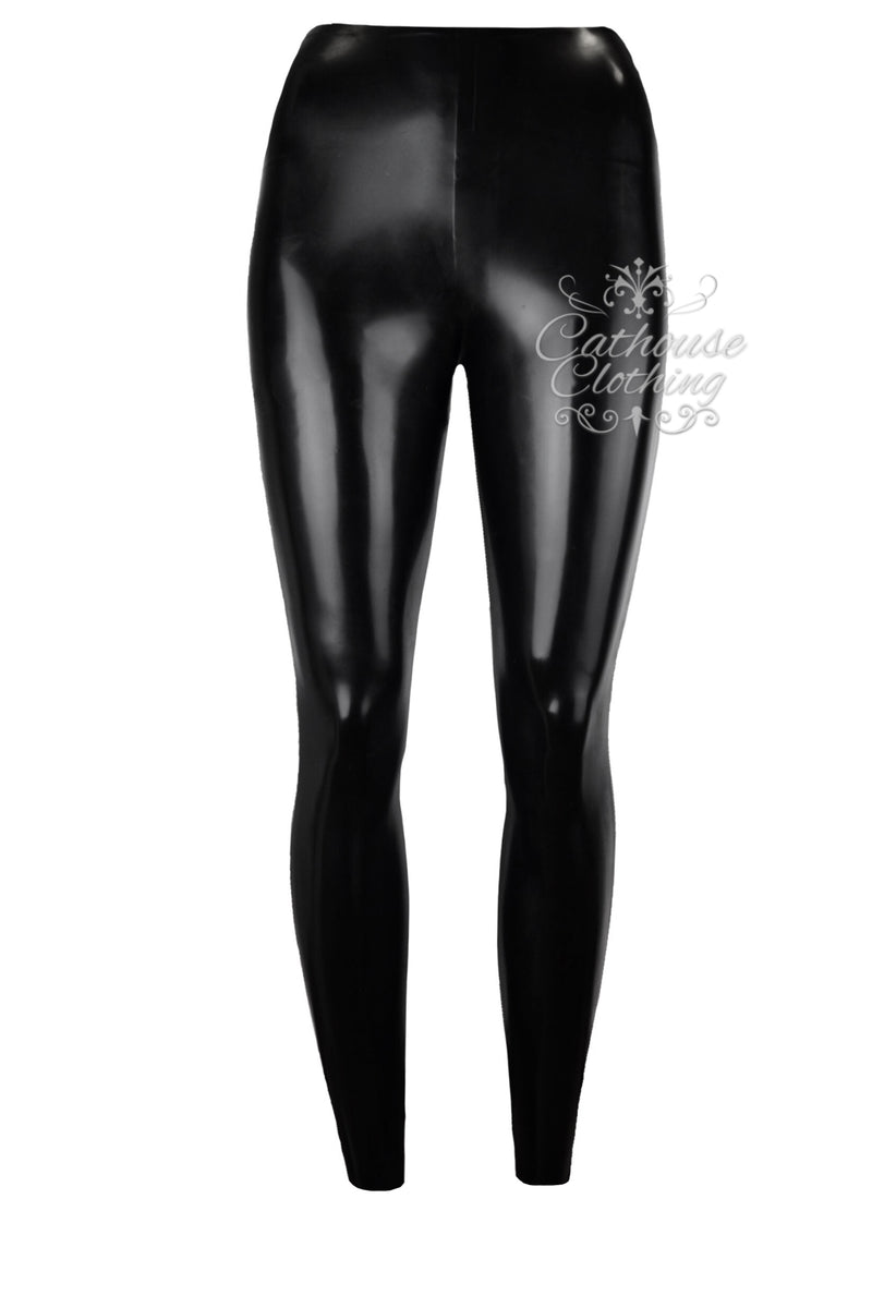BLACK SHINY METALLIC Wet Look Spandex Leggings 