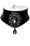 IN STOCK 15-16” smoky brooch choker