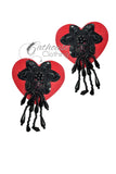 Latex heart beaded nipple pasties