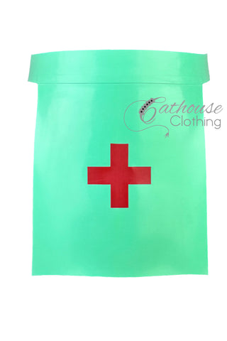 IN STOCK XL nurse apron Jade/Red