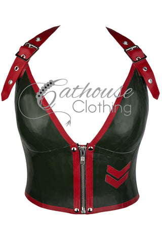Military Madam Zip Bustier Top