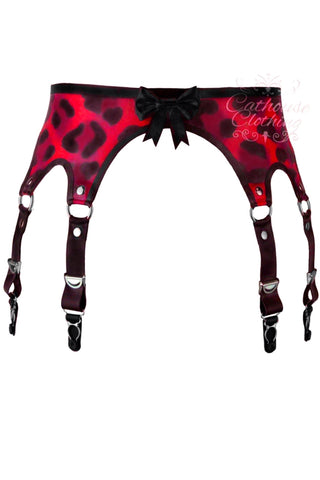IN STOCK SMALL RED Cheetah suspender belt