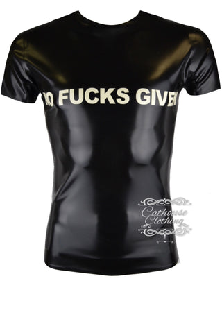 Men's latex 'No fucks given' T-shirt