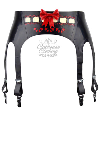 Ribbon-laced suspender belt