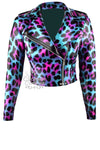 Latex cheetah print biker jacket