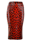 Cheetah latex contoured pencil skirt